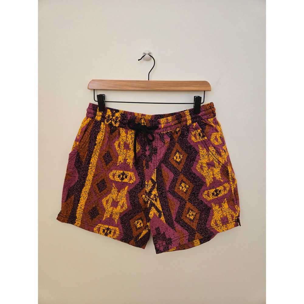 Urban Outfitters Mens Purple Yellow Tribal Print Cotton Drawstring Shorts M